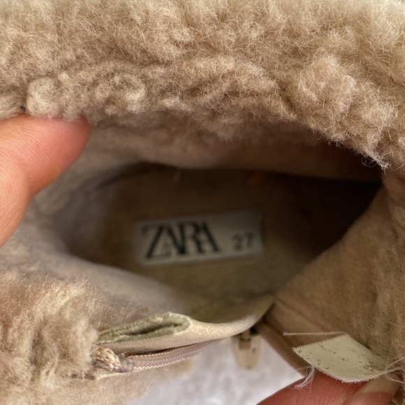 Zara Cozy Tan Shearling Boots Size 27 - Picture 8 of 12